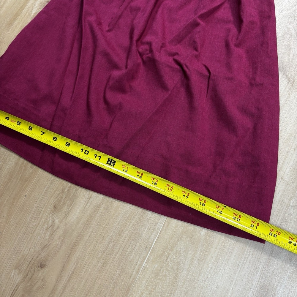 VTG Polly Flinders Hand Smocked Embroidered Long Sleeve Prairie Dress Maroon 10 - Picture 11 of 13